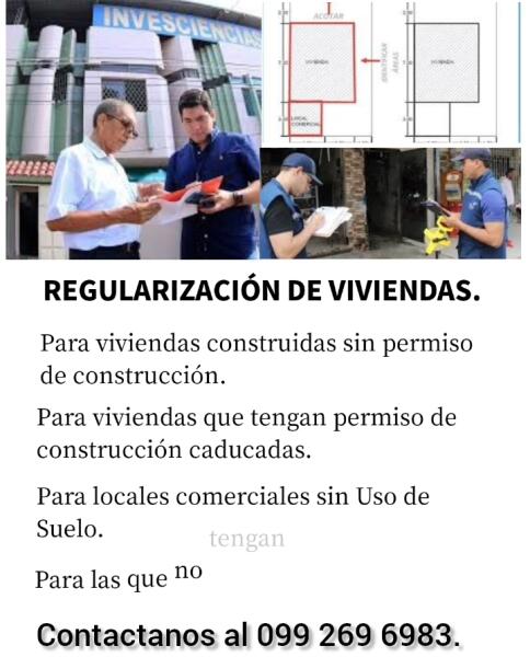 Realización de REGULACIÓN DE VIVIENDAS, requeridas por el Municipio de Guayaquil