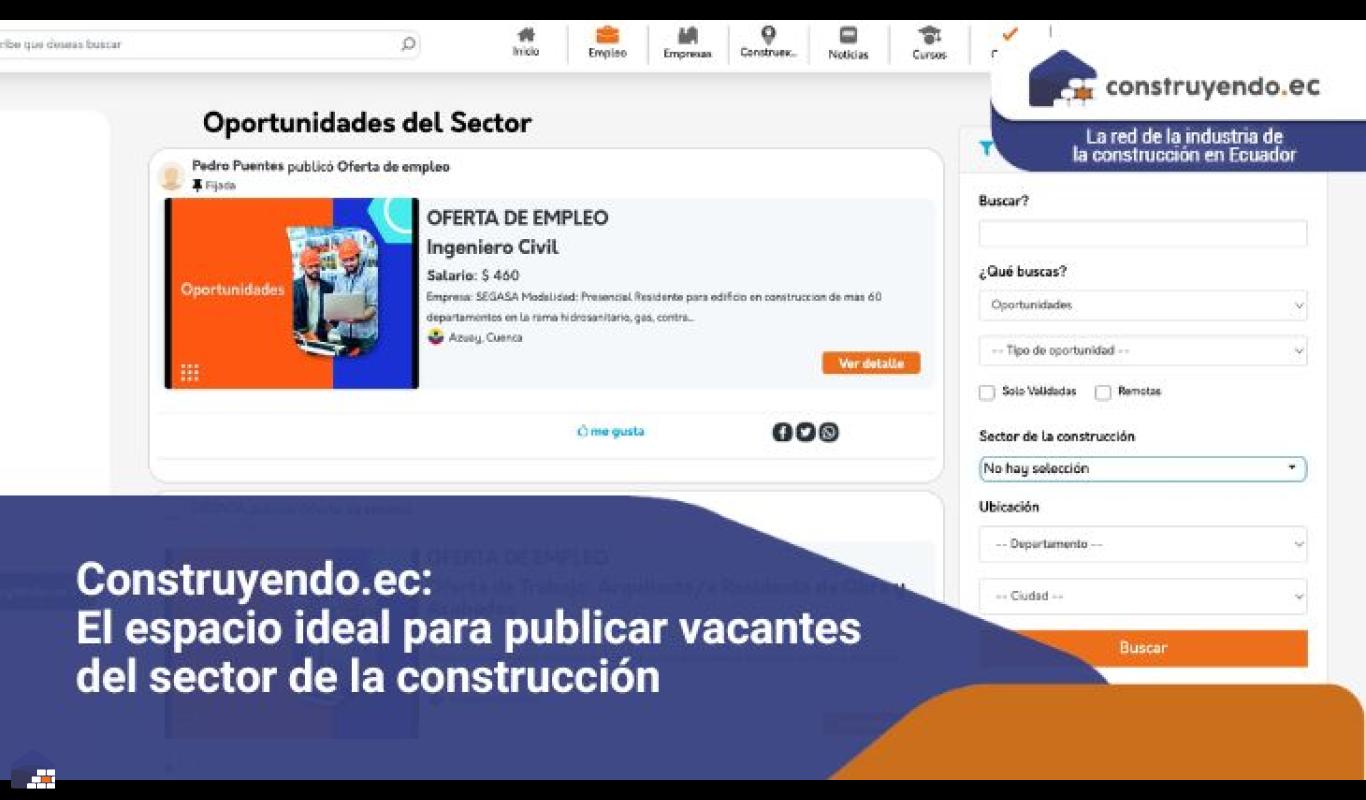 Construyendo.ec: El espacio ideal para publicar vacantes del sector de la construcción